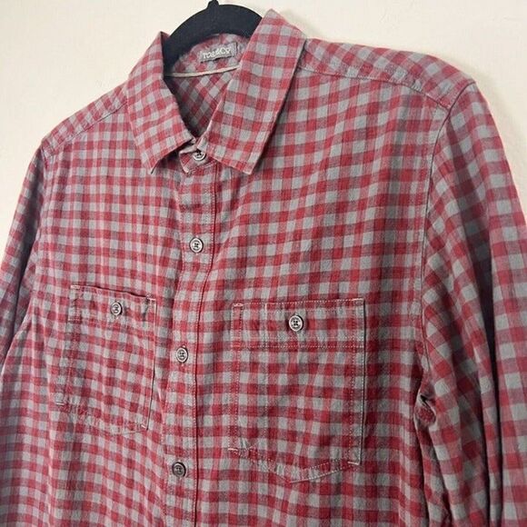 Mens TOAD & CO. Cotton Shirt Button-Down Size Small Red & Gray Plaid - Picture 3 of 12